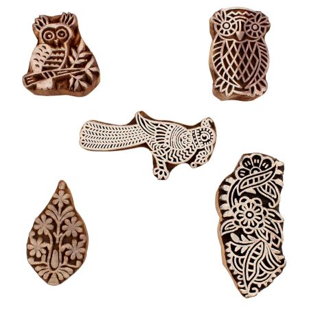 Set of 5 Piece New Mix Wooden Printing Blocks